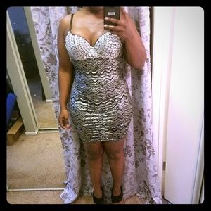 Black and silver jeweled Club dress